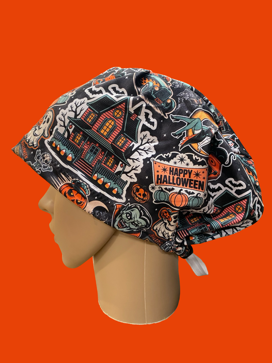 Retro Halloween scrub hat