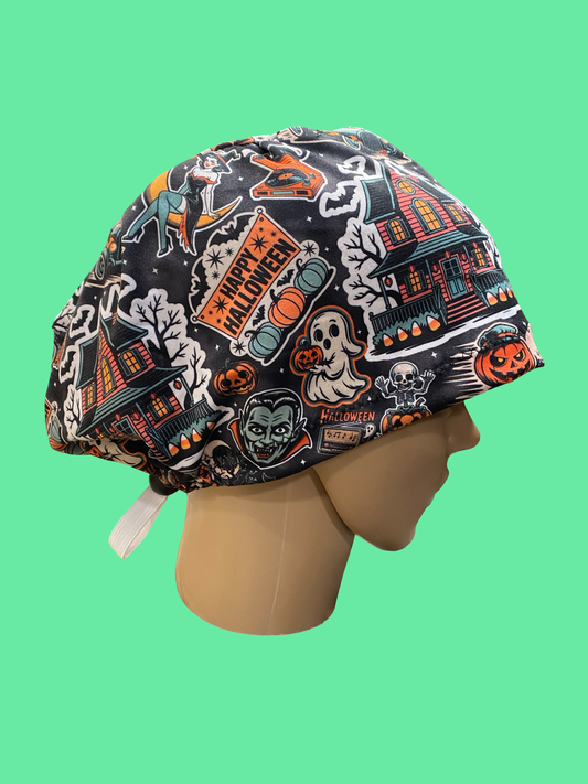 Retro Halloween scrub hat